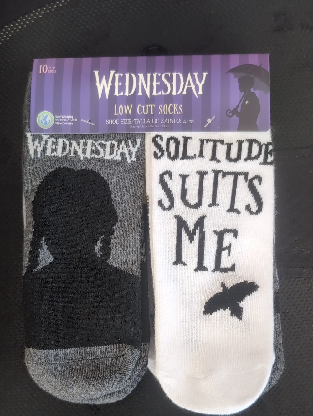 NWT Wednesday Low Cut Socks - Black & White Halloween Socks